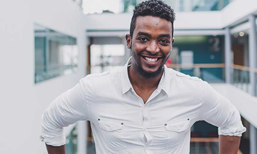 Cardiff Met student photographed in the Cardiff School of Management